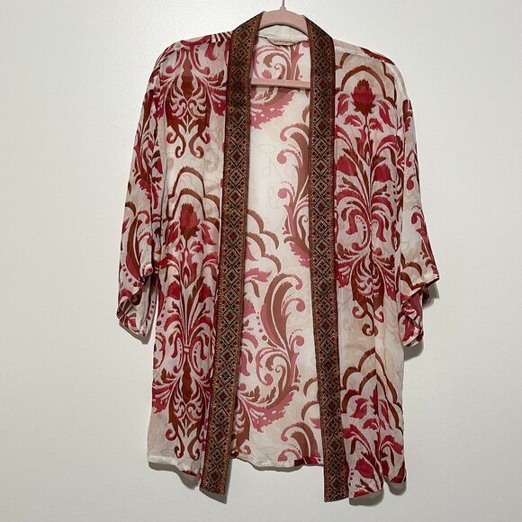 Soft Surroundings Womens Jakarta Kimono Sz PS/PM Sheer Bohemian Festival Hippie - Picture 1 of 6